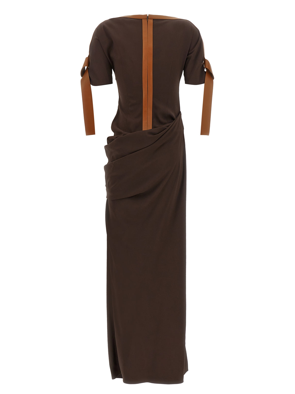 Ferragamo Braunes Viskose-Maxikleid