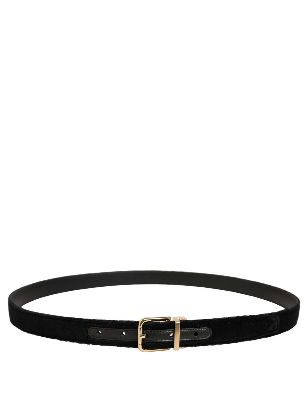 Dolce & Gabbana Herren Gürtel aus schwarzem Samt mit goldfarbener Metallschnalle