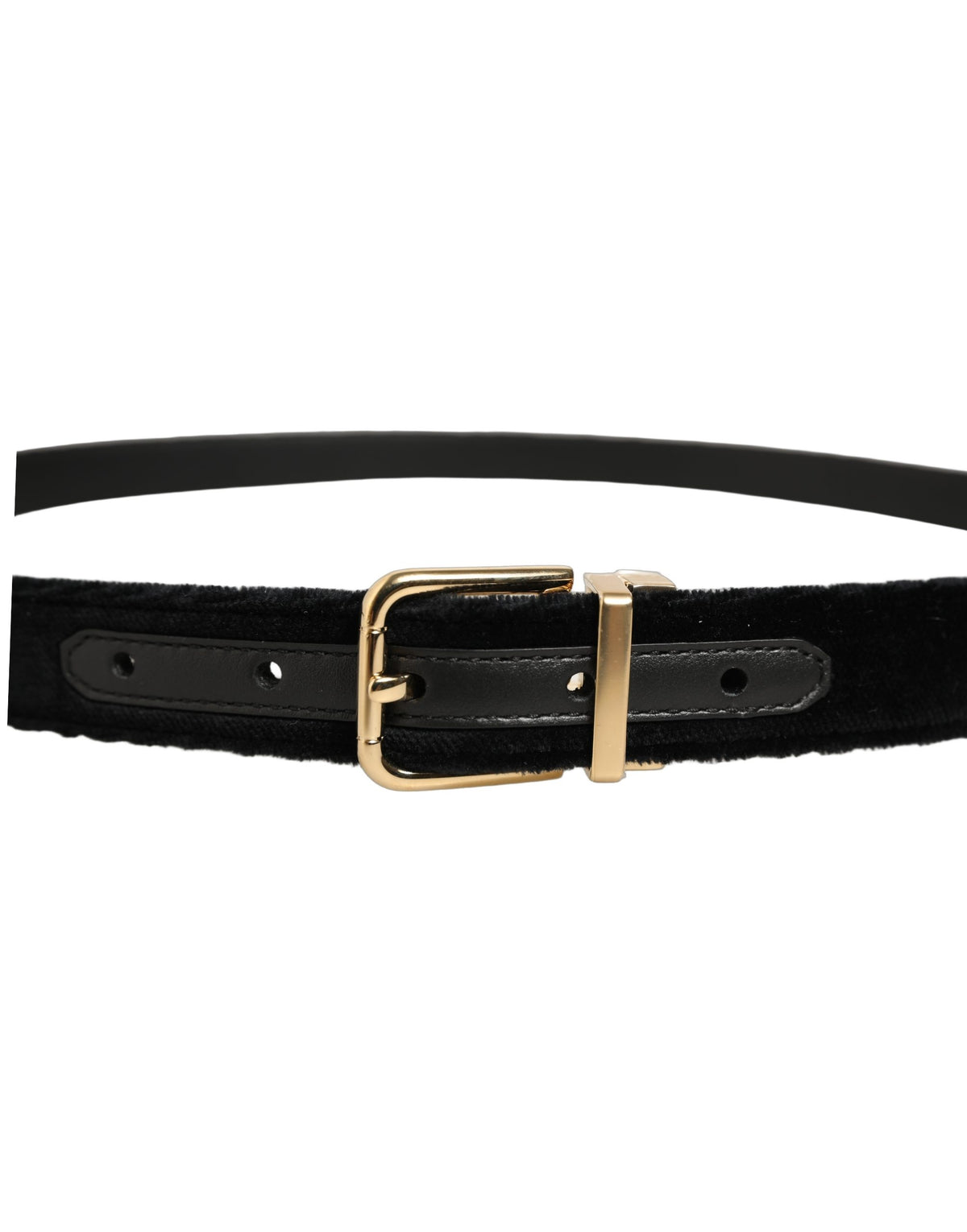 Dolce & Gabbana Herren Gürtel aus schwarzem Samt mit goldfarbener Metallschnalle