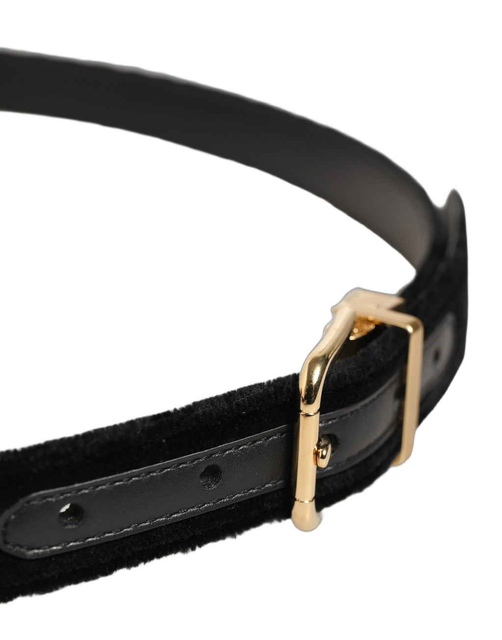 Dolce & Gabbana Herren Gürtel aus schwarzem Samt mit goldfarbener Metallschnalle