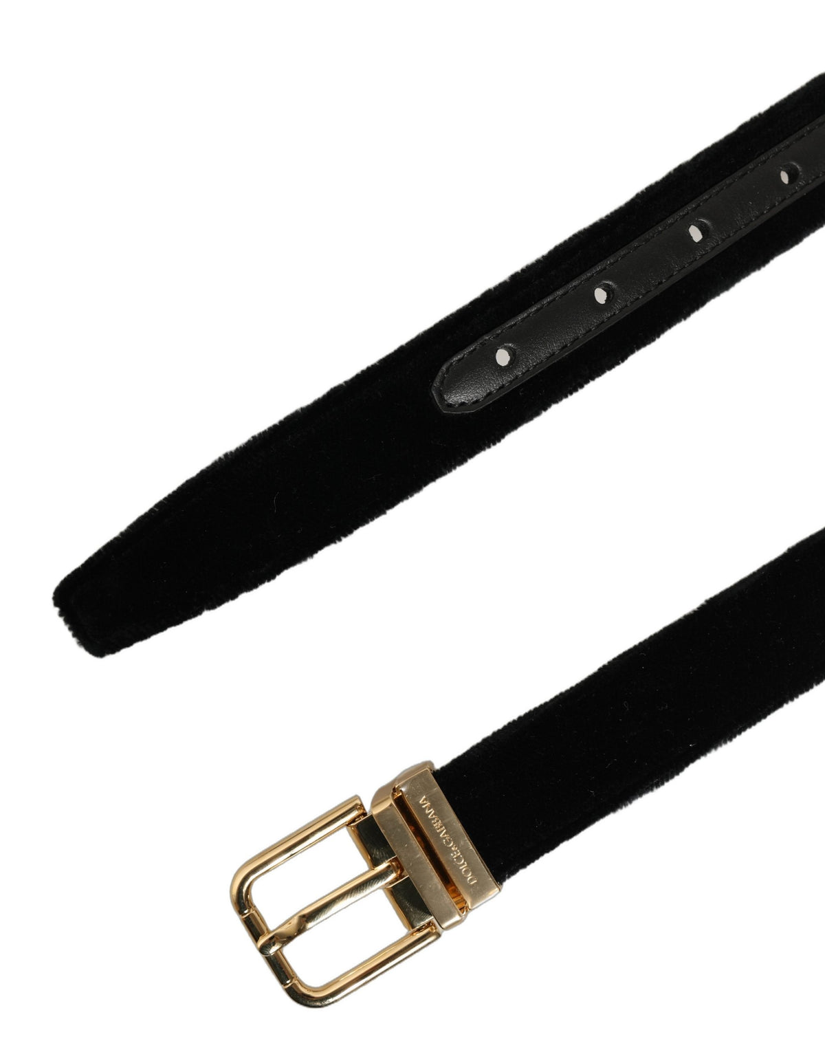 Dolce & Gabbana Herren Gürtel aus schwarzem Samt mit goldfarbener Metallschnalle