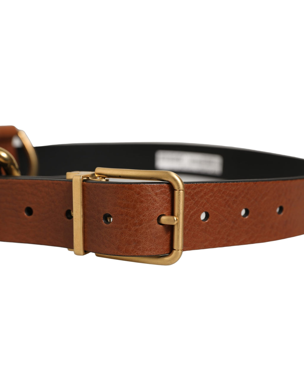 Dolce & Gabbana Brauner Ledergürtel mit goldenen Metallringen und Schnalle