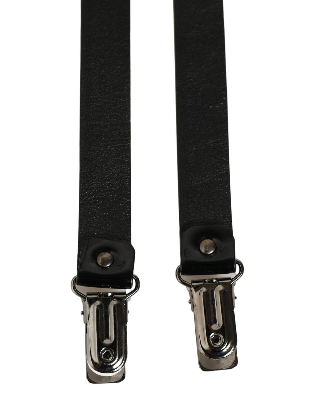 Dolce & Gabbana Schwarze verstellbare Hosenträger aus Metall mit silbernen Clips