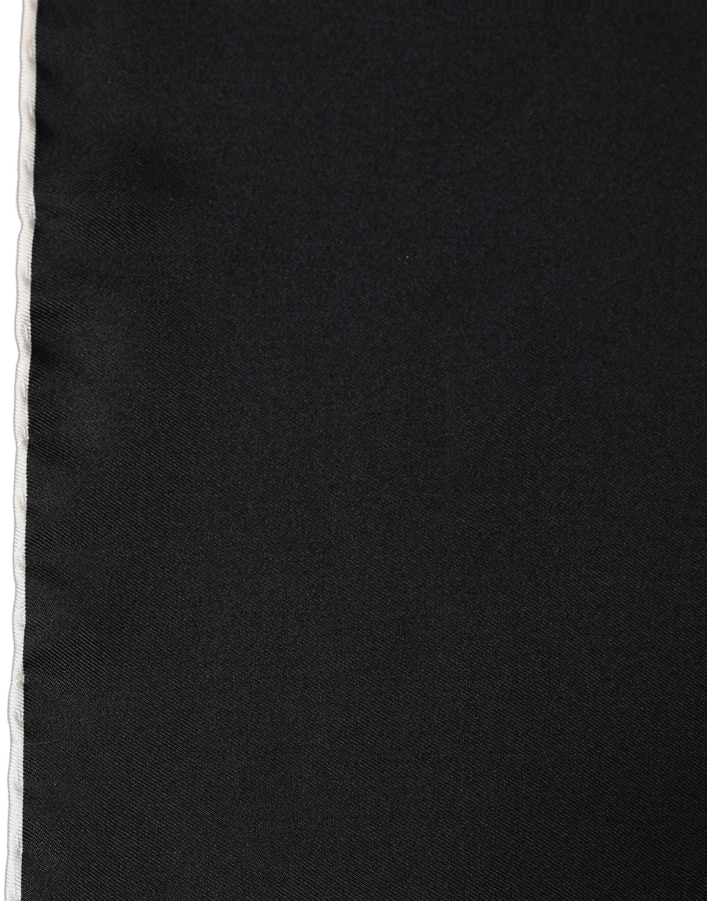Dolce & Gabbana Herren Schwarzes Seiden Einstecktuch Foulard Schal