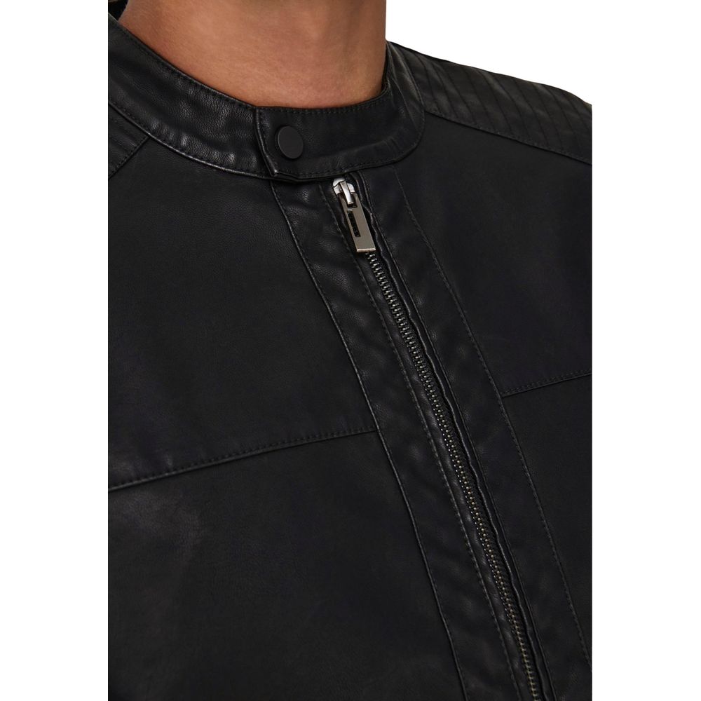 Only & Sons Schwarze Bikerjacke aus Polyester