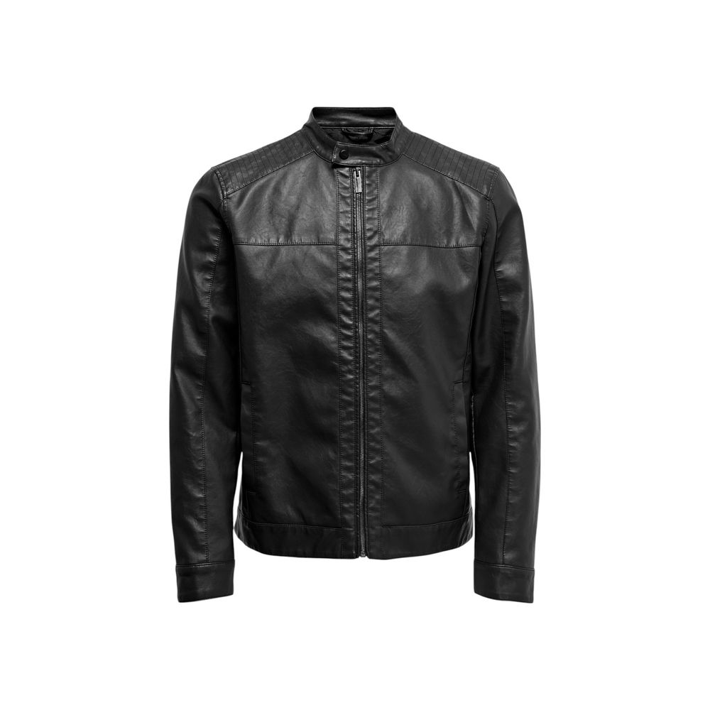 Only & Sons Schwarze Bikerjacke aus Polyester