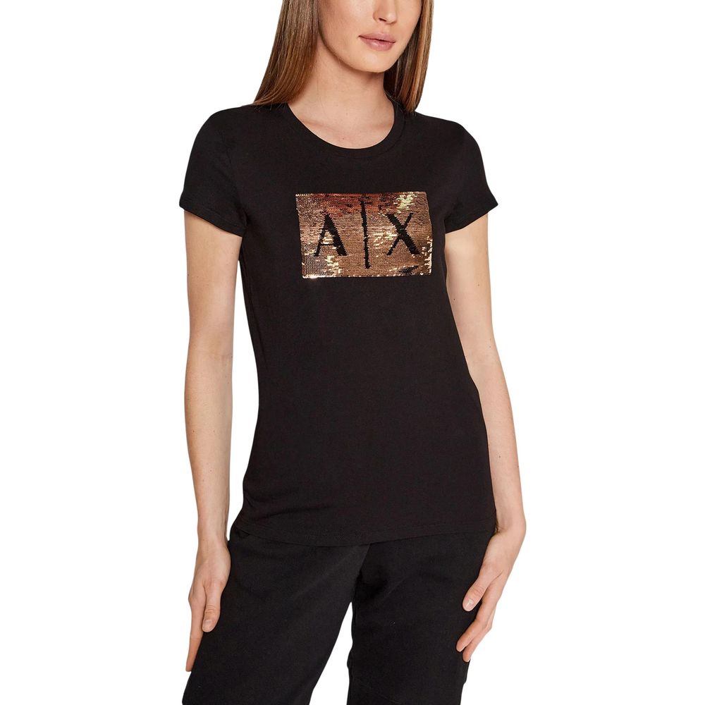 Armani Exchange Schwarzes Baumwoll-T-Shirt