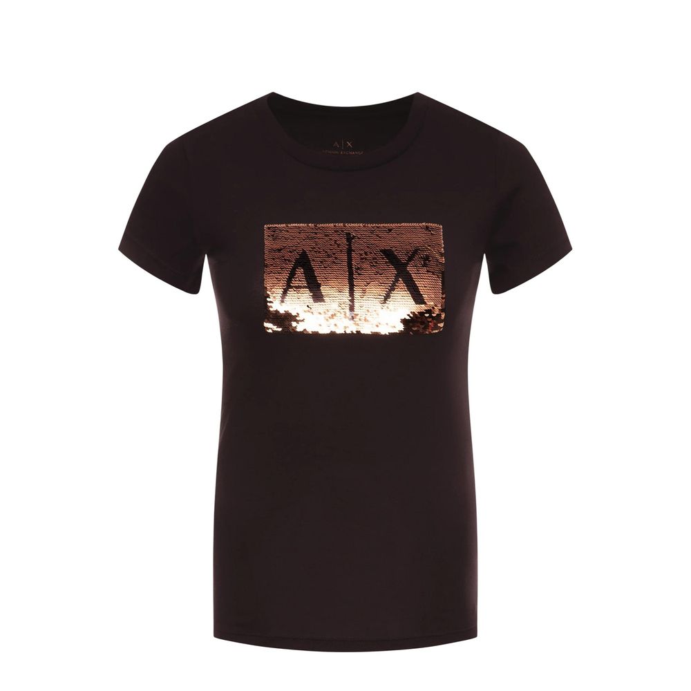 Armani Exchange Schwarzes Baumwoll-T-Shirt