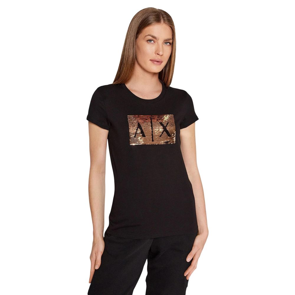 Armani Exchange Schwarzes Baumwoll-T-Shirt