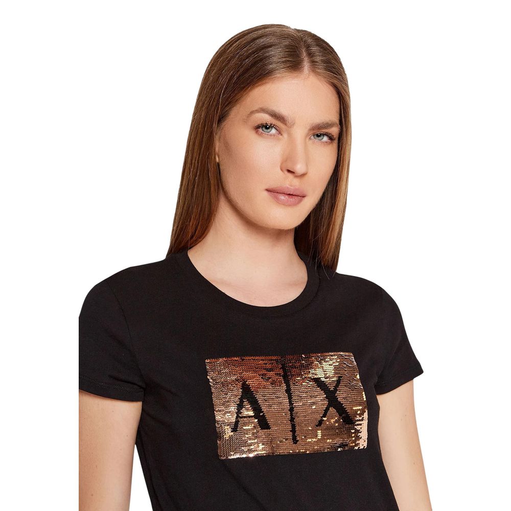 Armani Exchange Schwarzes Baumwoll-T-Shirt