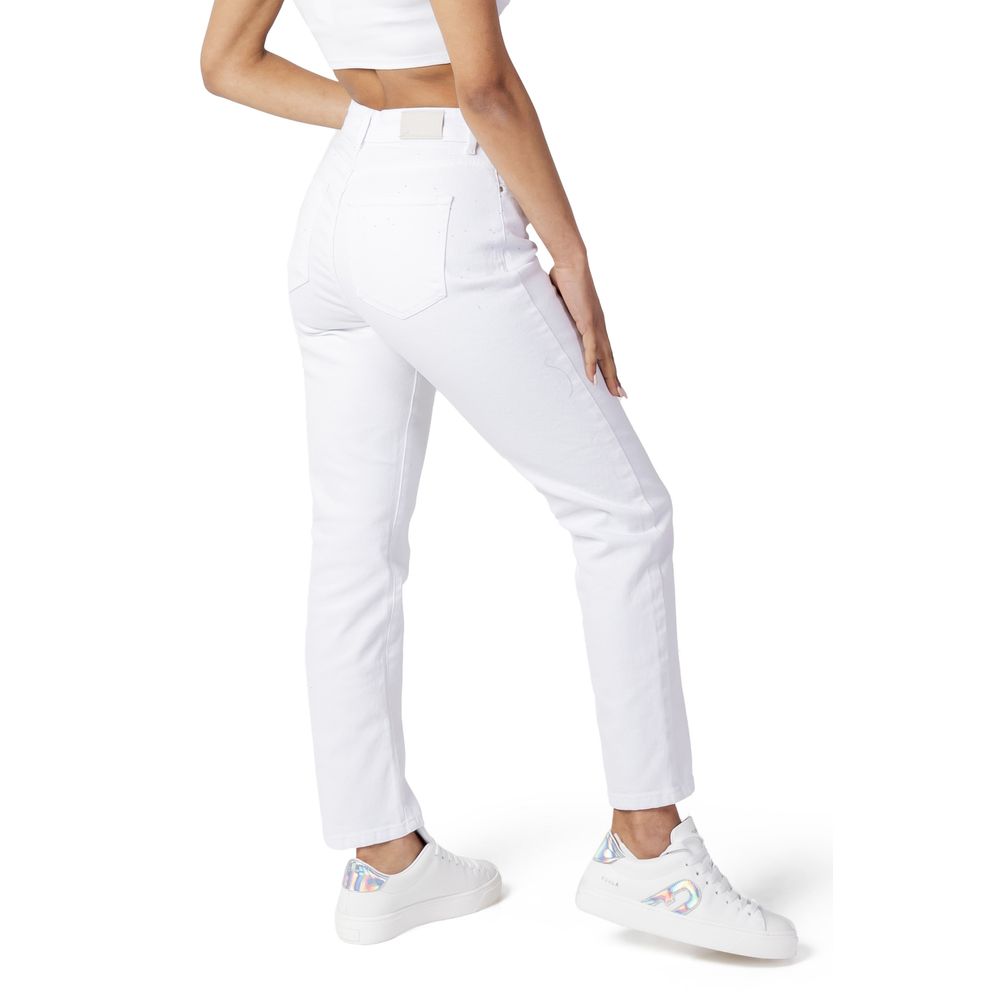 Only Weiße Baumwoll-Mom-Jeans