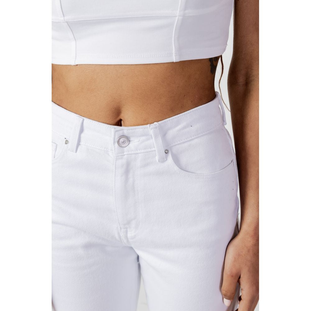 Only Weiße Baumwoll-Mom-Jeans