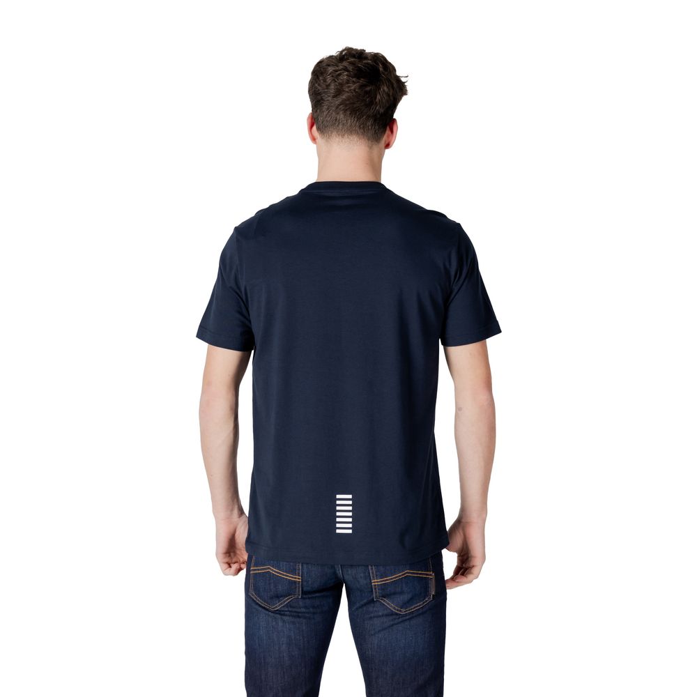EA7 Emporio Armani Blaues Baumwoll-Sportswear-T-Shirt