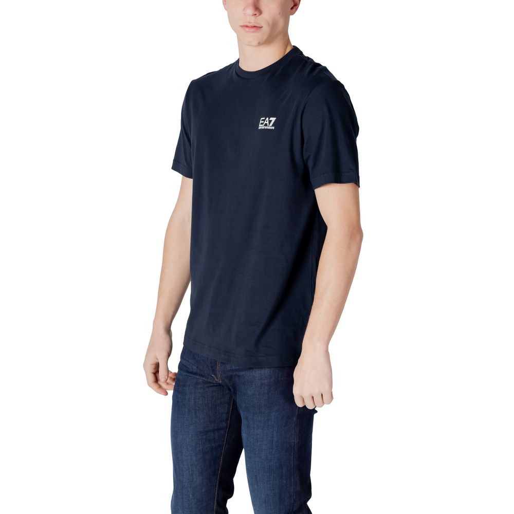 EA7 Emporio Armani Blaues Baumwoll-Sportswear-T-Shirt