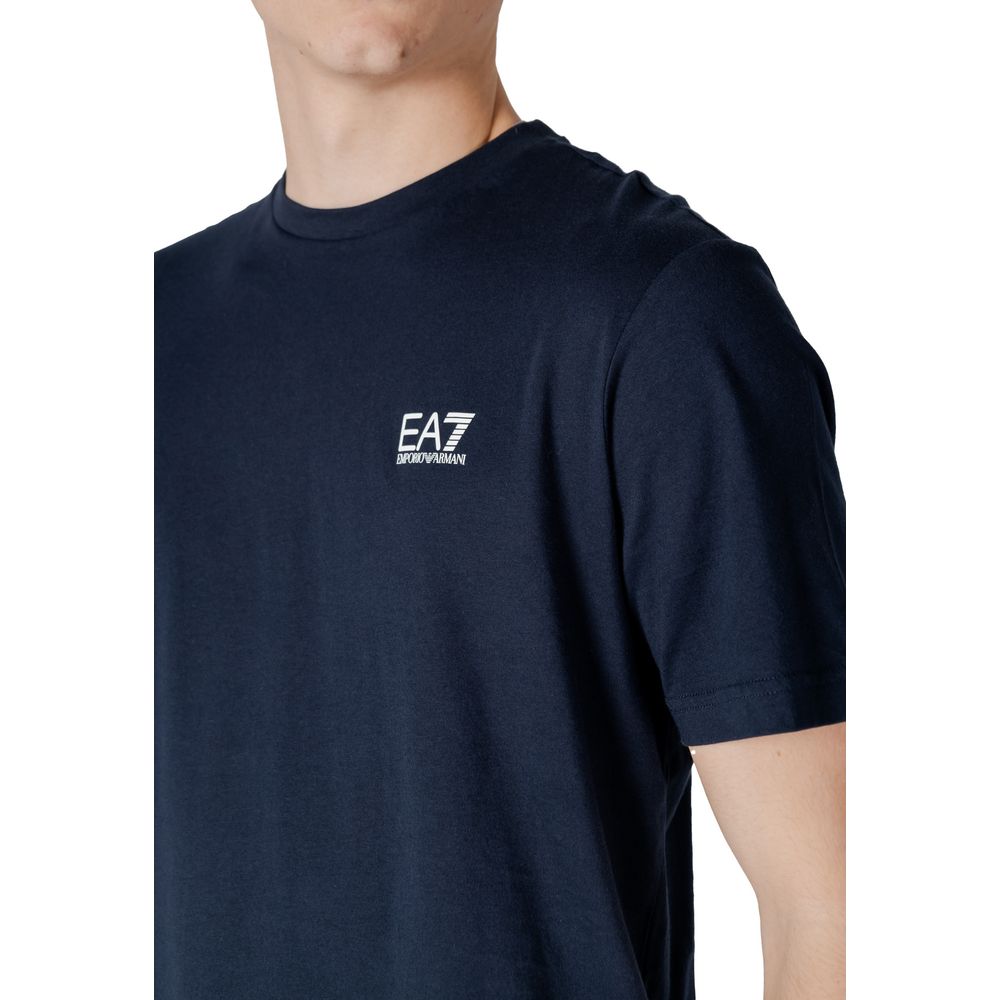 EA7 Emporio Armani Blaues Baumwoll-Sportswear-T-Shirt