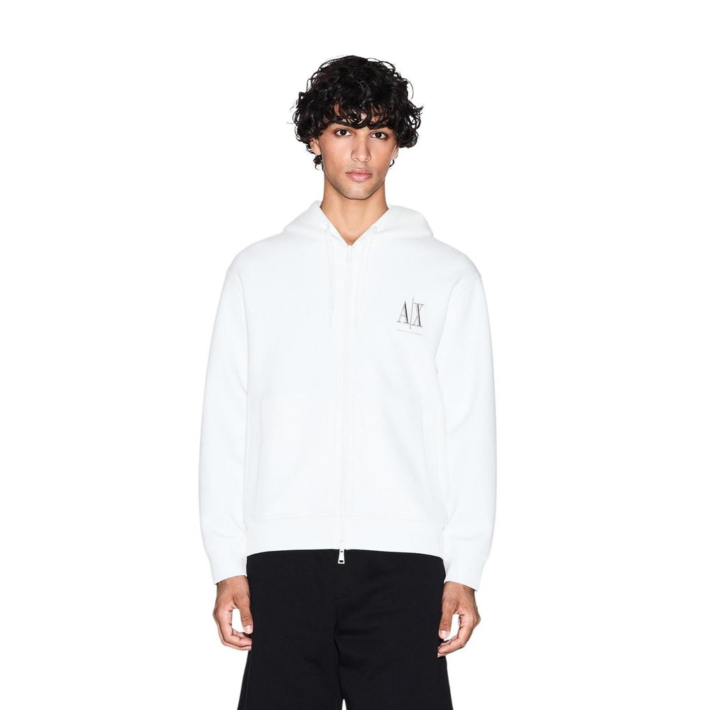 Armani Exchange Weiße Baumwoll-Kapuzenpullover