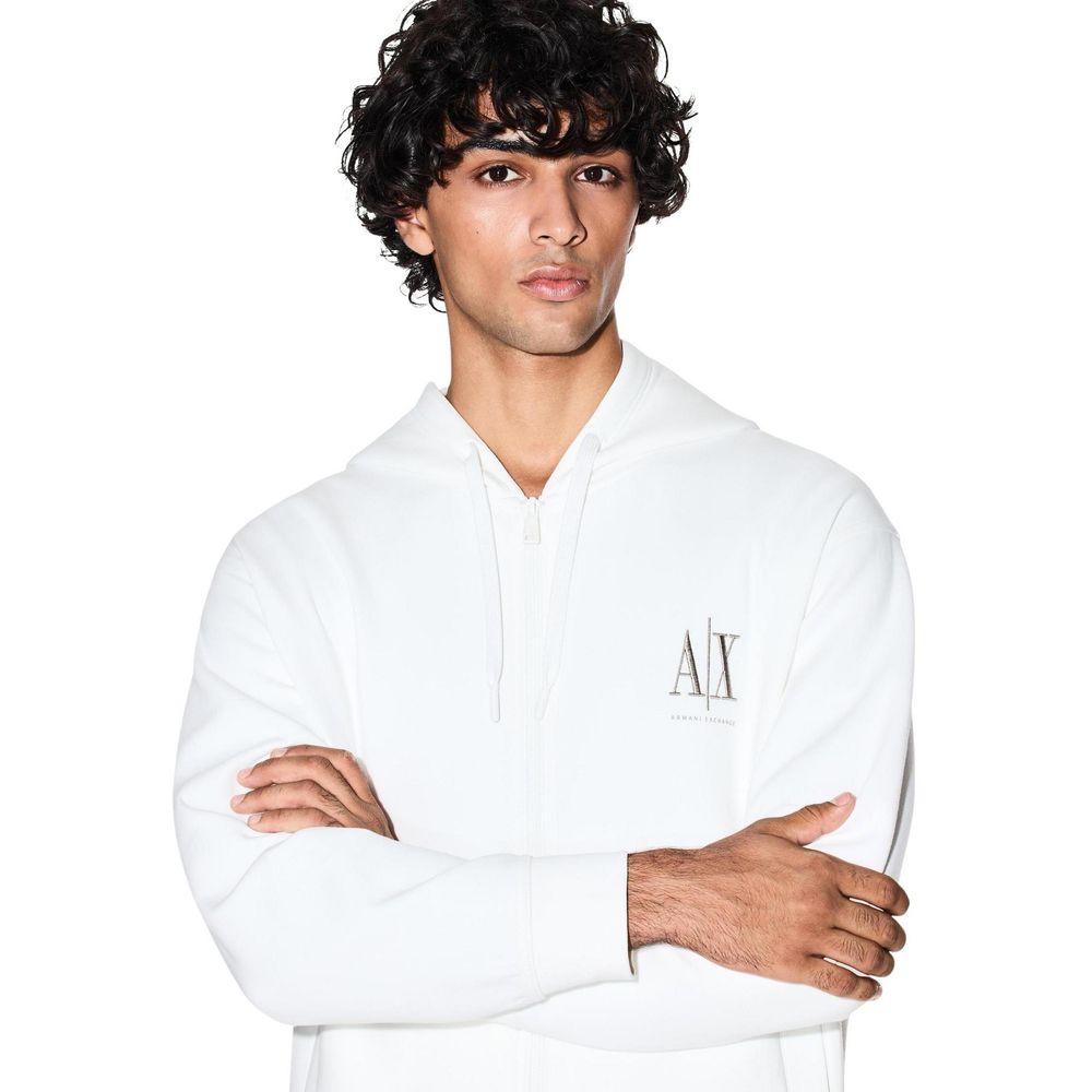Armani Exchange Weiße Baumwoll-Kapuzenpullover
