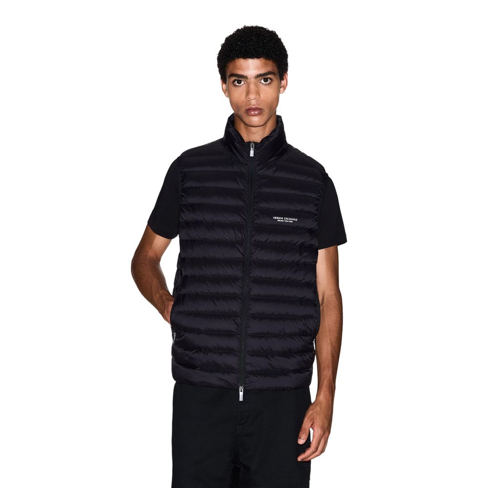 Armani Exchange Schwarze ärmellose Jacke aus Polyamid