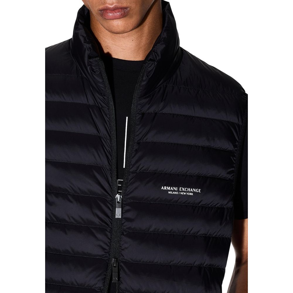 Armani Exchange Schwarze ärmellose Jacke aus Polyamid