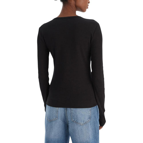Calvin Klein Jeans Schwarzes Langarm-T-Shirt aus Baumwolle