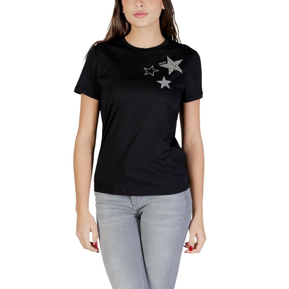 Liu Jo Schwarzes Baumwoll-T-Shirt
