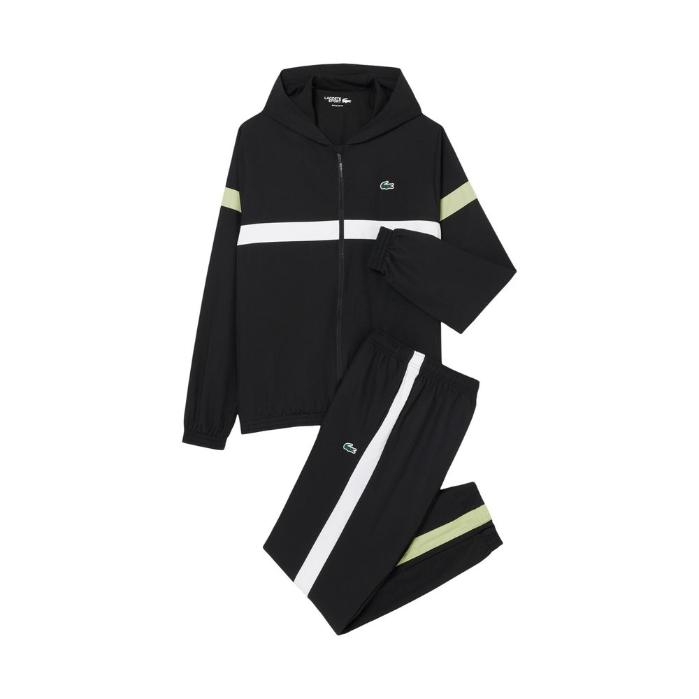 Lacoste Schwarz-weißer Polyester-Trainingsanzug