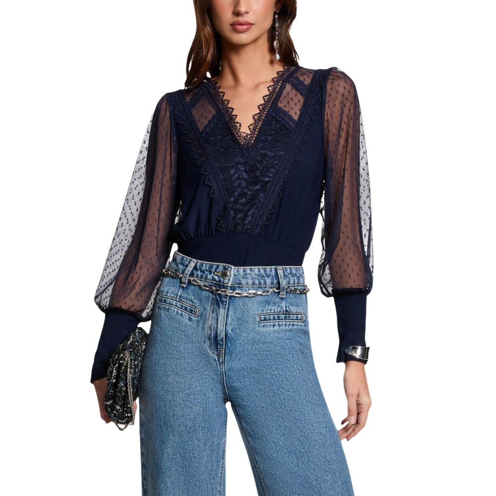 Morgan De Toi Blaues Langarmshirt aus Polyester