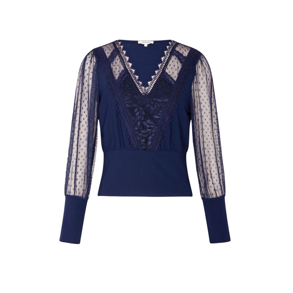 Morgan De Toi Blaues Langarmshirt aus Polyester