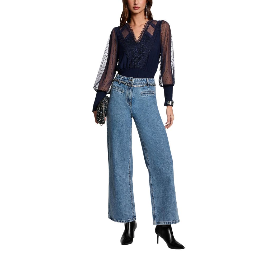 Morgan De Toi Blaues Langarmshirt aus Polyester