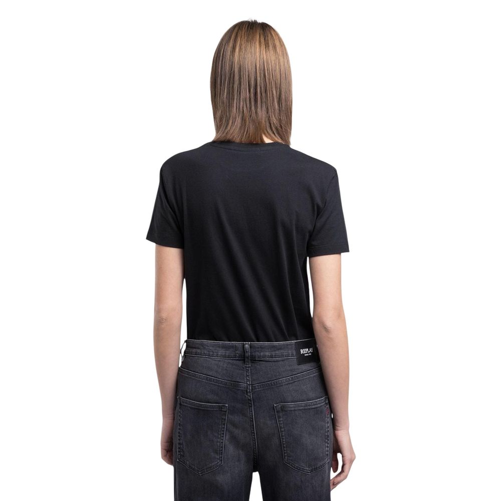Replay Schwarzes Baumwoll-T-Shirt