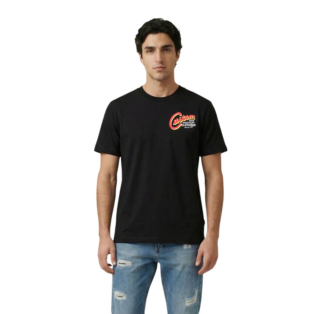 Replay Schwarzes Baumwoll-T-Shirt