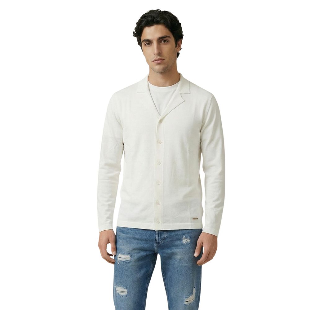 Gianni Lupo Weiße Viskose-Strickjacke