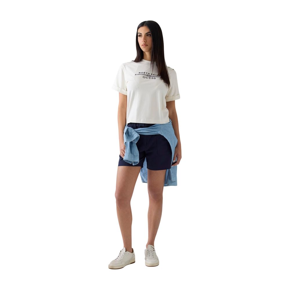 Guess Cremefarbenes Baumwoll-T-Shirt