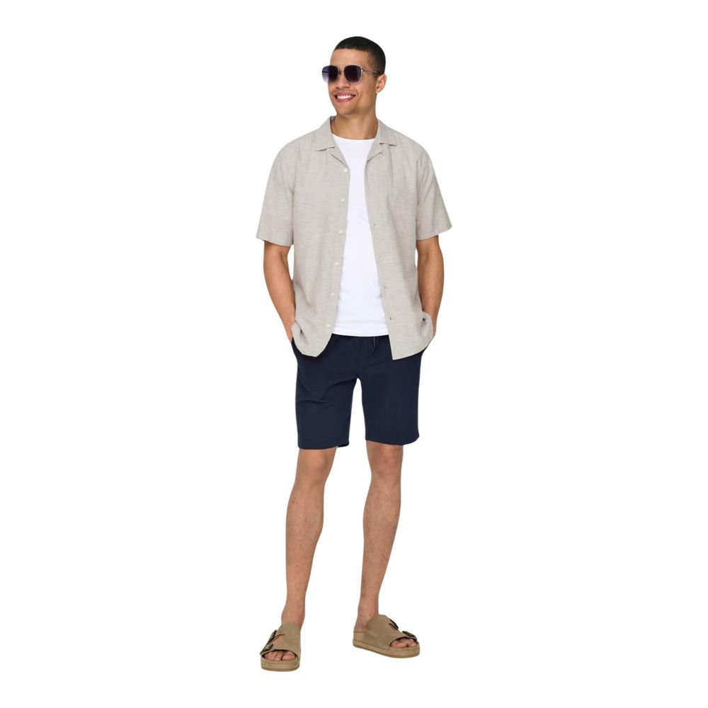 Only & Sons Beige Leinen Kurzarmhemd
