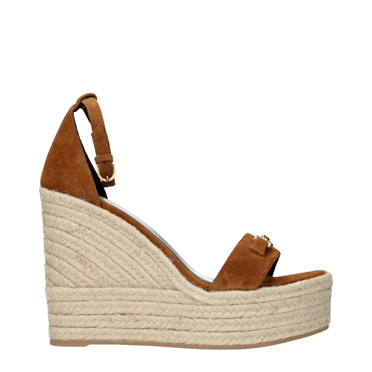 Versace Braune Leder-Keilsandalen