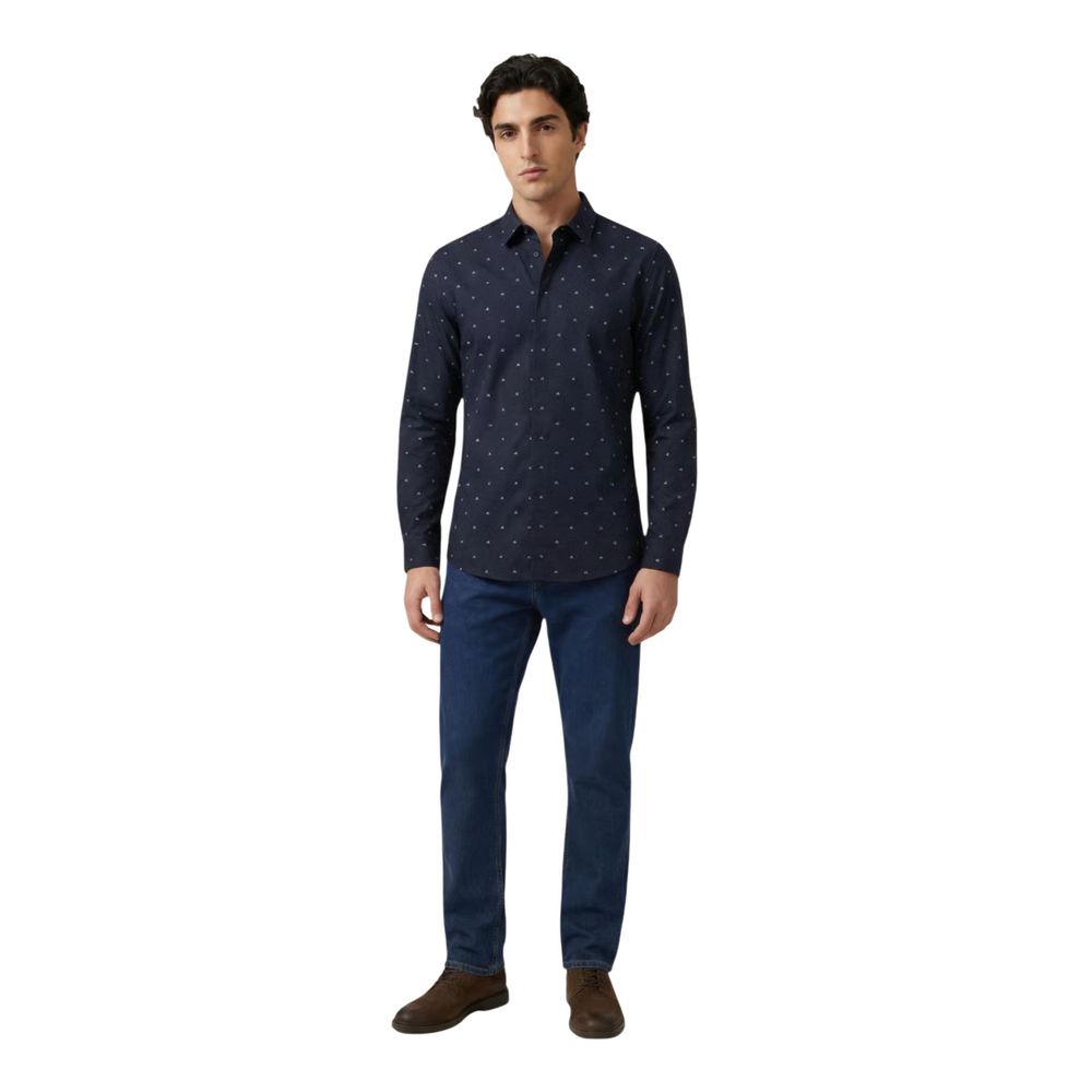 Armani Exchange Blaues Baumwollhemd mit Muster