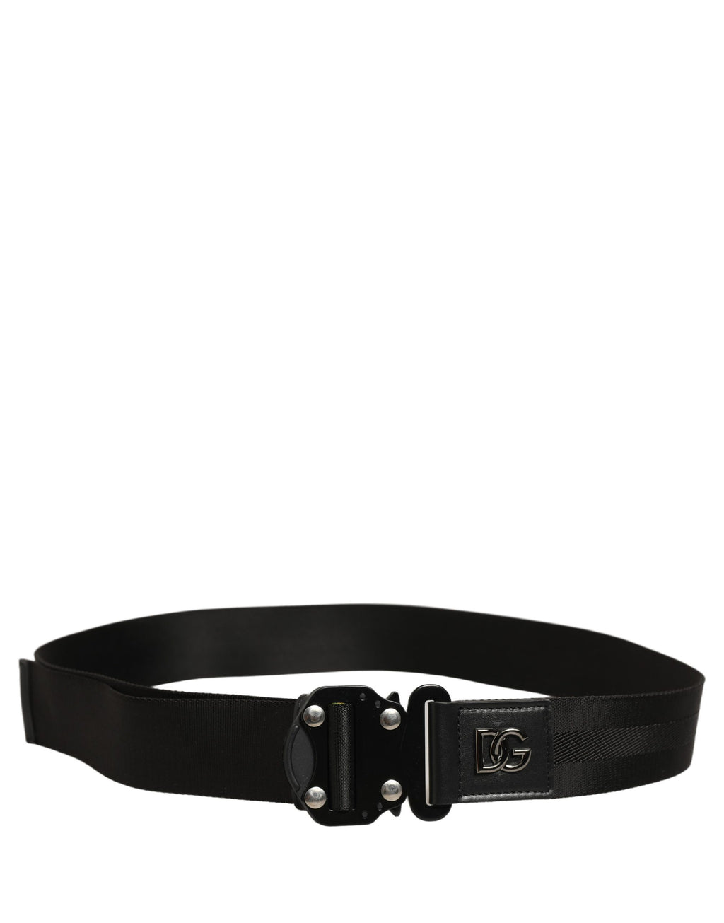 Dolce & Gabbana Herren Gürtel aus schwarzem Stoff mit Metallschnalle und Logo