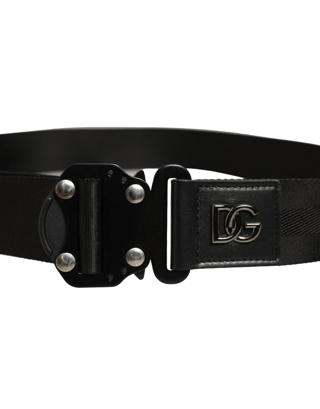 Dolce & Gabbana Herren Gürtel aus schwarzem Stoff mit Metallschnalle und Logo