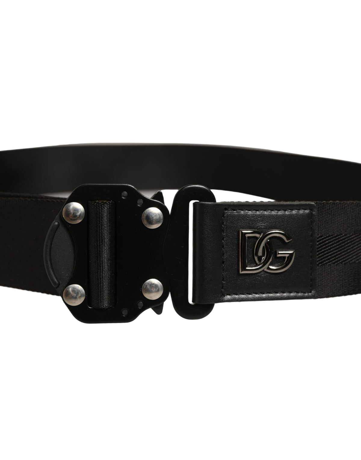 Dolce & Gabbana Herren Gürtel aus schwarzem Stoff mit Metallschnalle und Logo