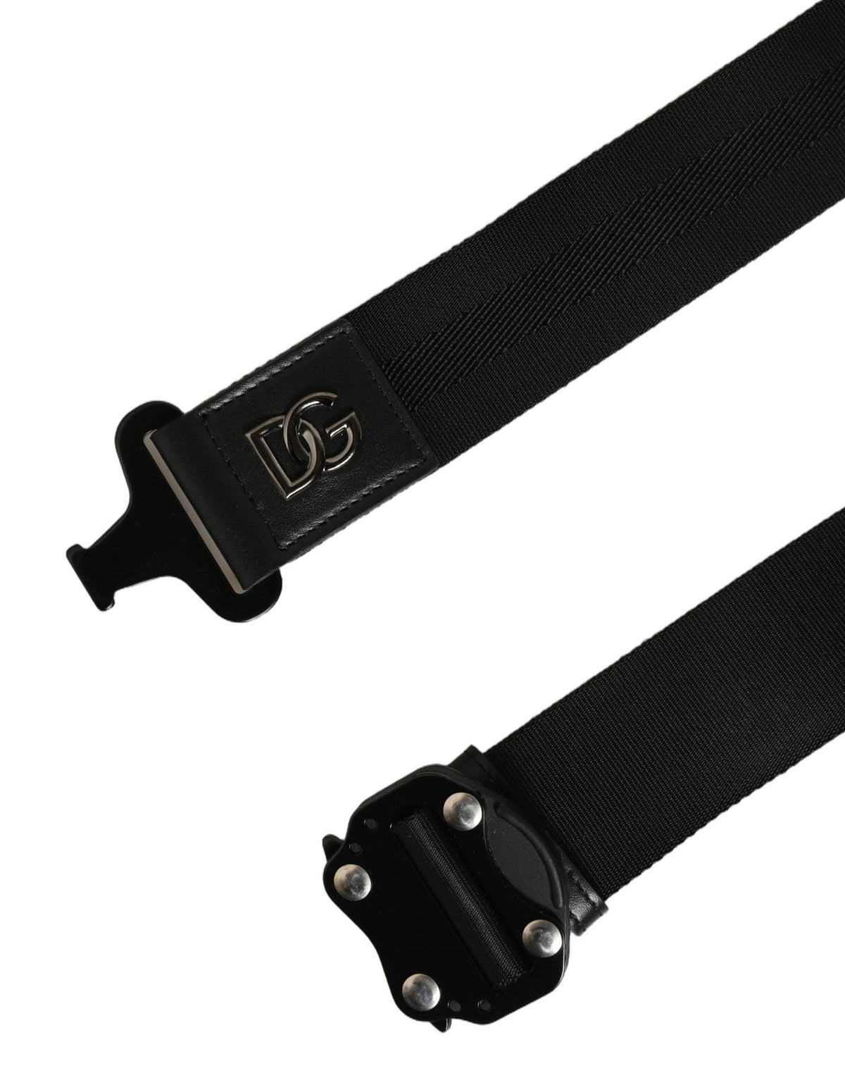 Dolce & Gabbana Herren Gürtel aus schwarzem Stoff mit Metallschnalle und Logo
