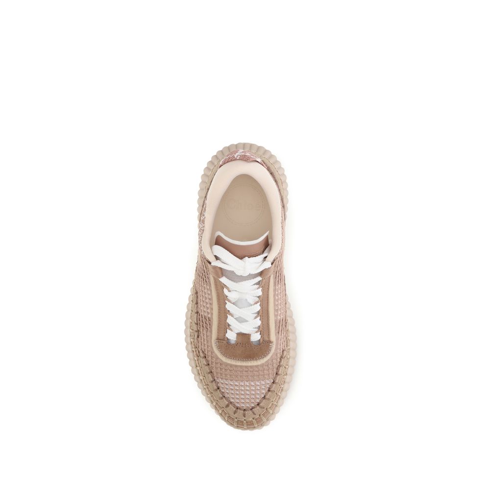 Chloé Beigefarbene Sportschuhe aus Nylon
