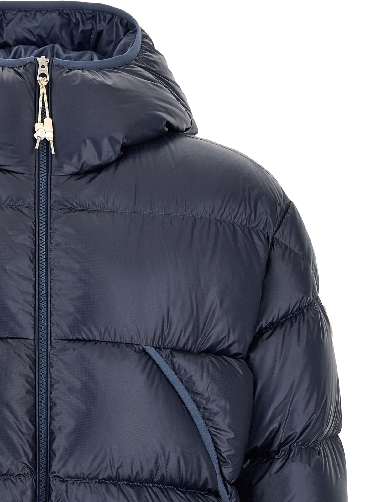 Moncler Blaue Polyamid-Jacke in voller Länge