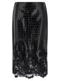 Ermanno Scervino Midi-Rock aus schwarzem Kalbsleder