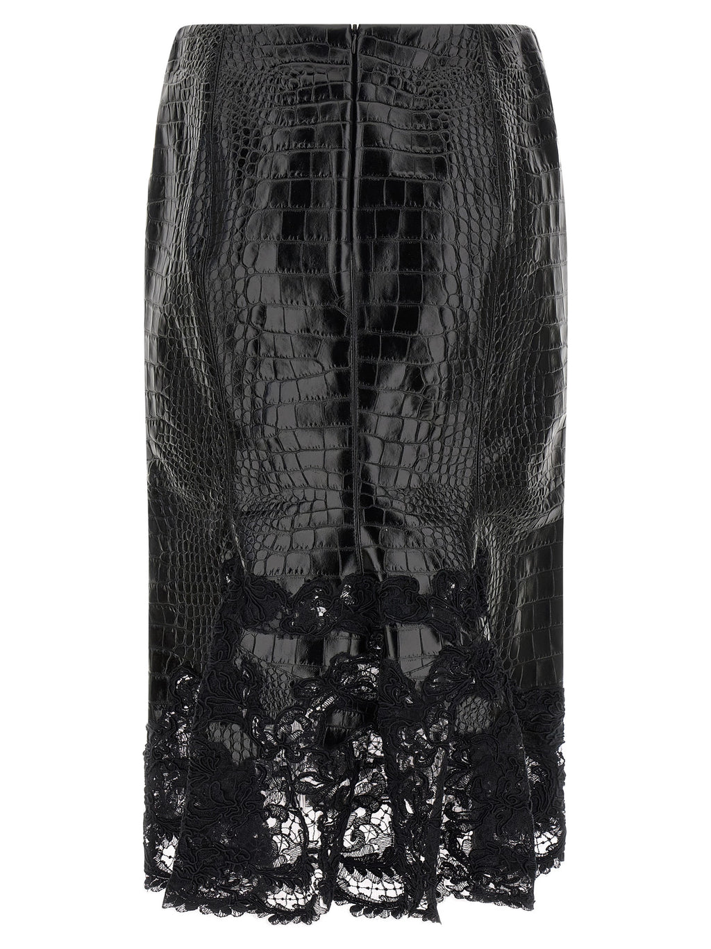 Ermanno Scervino Midi-Rock aus schwarzem Kalbsleder