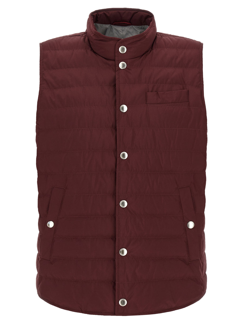 Brunello Cucinelli Ärmellose Jacke in Bordeaux aus Polyester