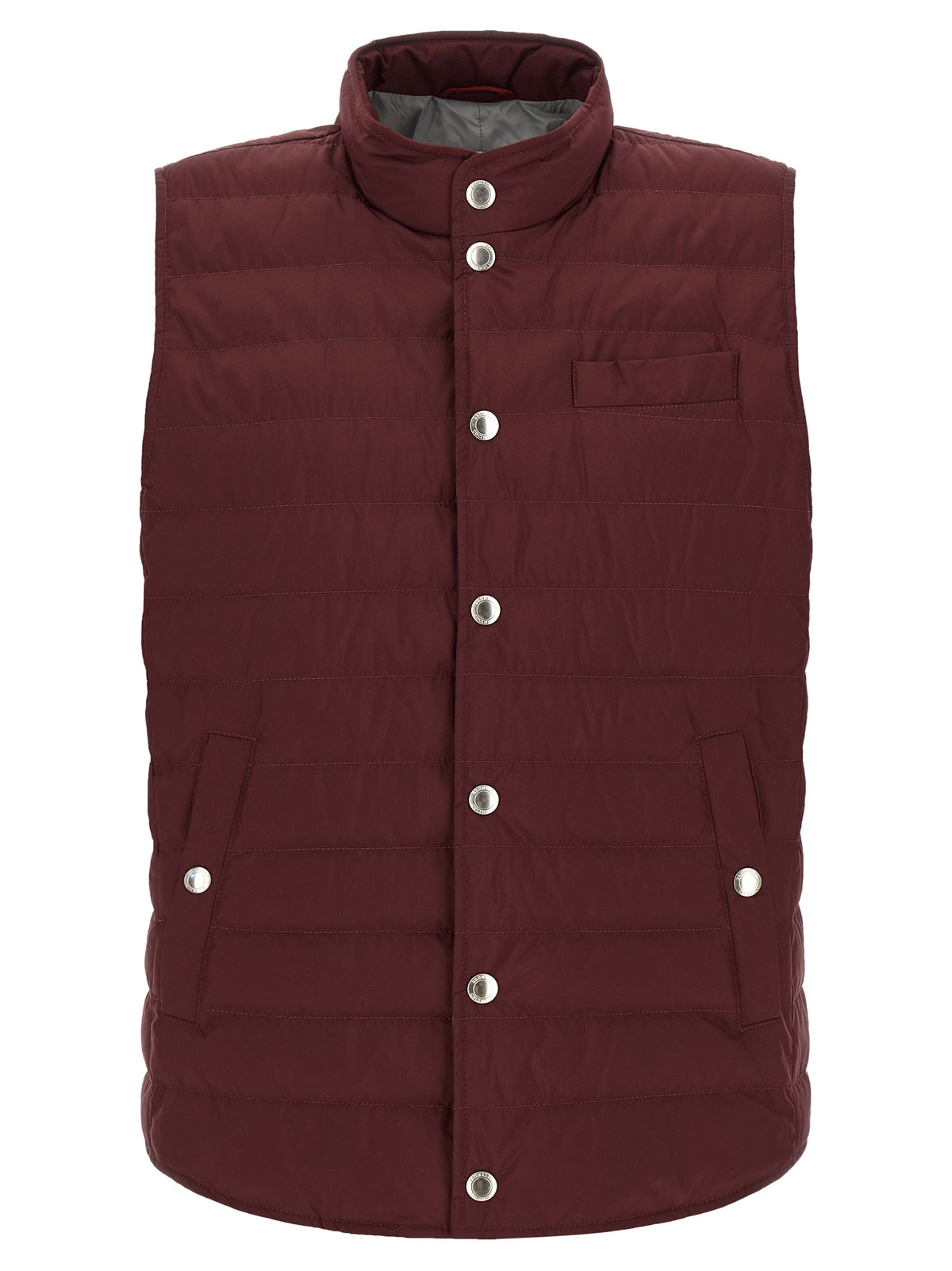 Brunello Cucinelli Ärmellose Jacke in Bordeaux aus Polyester
