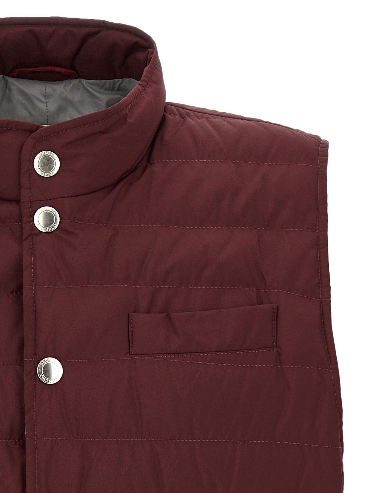 Brunello Cucinelli Ärmellose Jacke in Bordeaux aus Polyester