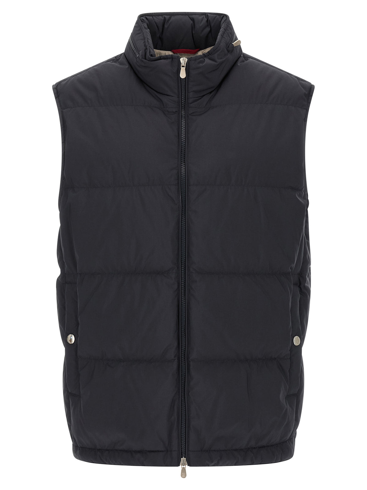 Brunello Cucinelli Ärmellose blaue Jacke aus Polyester
