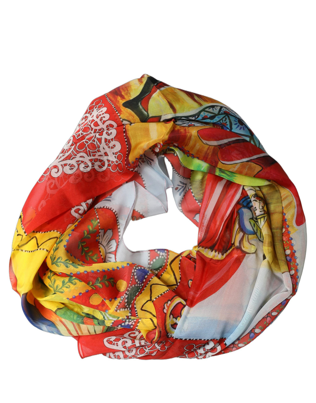 Dolce & Gabbana Multicolor Seiden Foulard im Quadrat mit Print