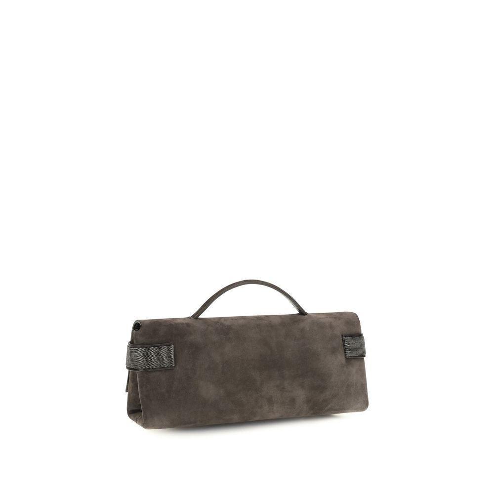 Brunello Cucinelli Braune Wildleder-Kupplungstasche
